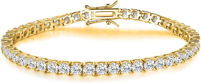 TIKJE 925 Sterling Silver 2-7mm Cubic Zirconia Classic Tennis Bracelet | White Gold Bracelets for Women | Size 6-8.5 inches - Image 1